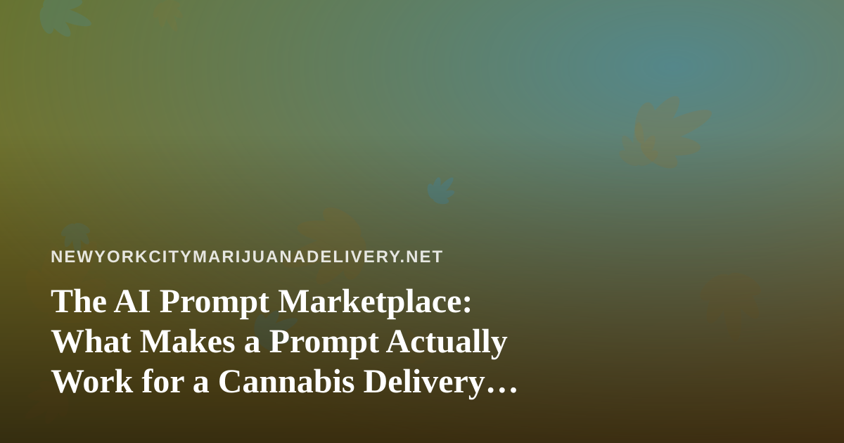 The AI Prompt Marketplace: What Makes a Prompt Actually Work for a Cannabis Delivery Team